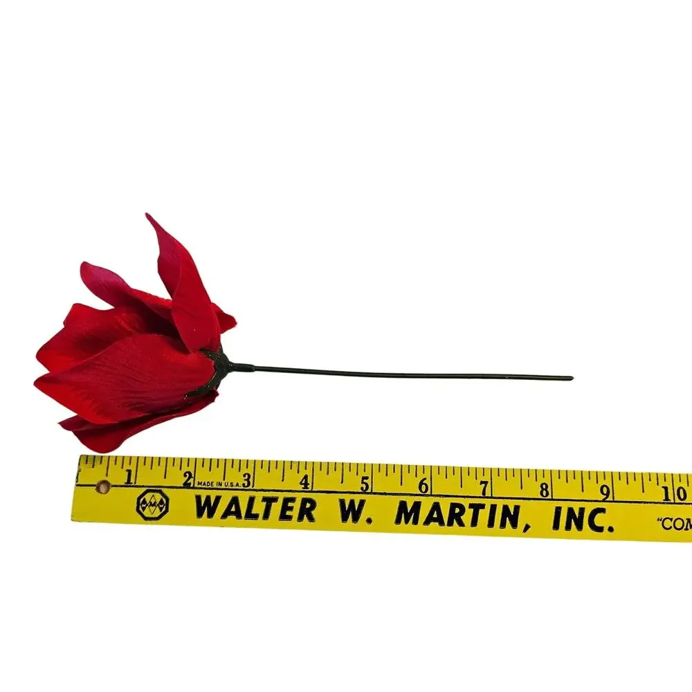 Red Artificial Silk Rose Flowers Wired Stems Wedding Craft 3